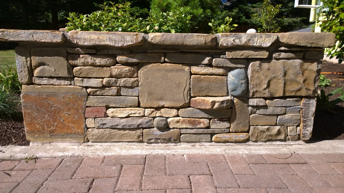 Ashlar stone garden wall
